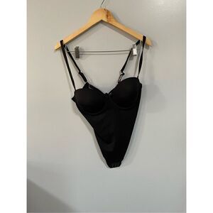 New Feelin Girl Women’s XL Black Nylon Sleeveless Shapewear Bodysuit One Piece